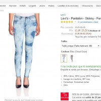 25.5 euros le pantalon levi’s skinny pour femmes