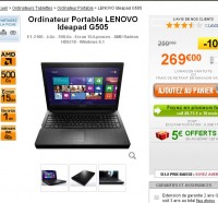 Pc portable Lenovo 15 pouces à moins de 270 euros