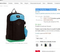15 euros le sac à dos Vans Authentic II Skate Park .. toujours dispo