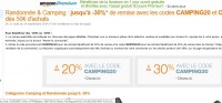 Amazon : 20 ou 30% de remise sur des articles de camping
