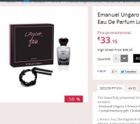 Super affaire parfum:coffret  Ungaro l’amour fou 50ml à 26 euros