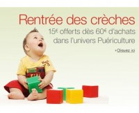 15 euros de remise pour l’achats de 60 euros d’article en puericulture