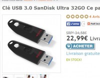 22.99 euros les deux clés usb3 32go