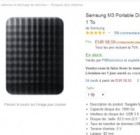 58.5 euros le disque dur 1to usb3 samsung