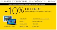 Fnac : pour les adherents, 10% en cheque cadeau jusqu’au 16 aout