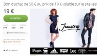 19 euros le bon d’achat de 50 à utiliser sur le site jeansstory