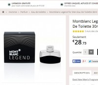 Eau de toilette Mont Blanc Legend à 22 euros port inclus