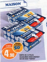 2.45 euros les 12 piles AA Varta chez leclerc