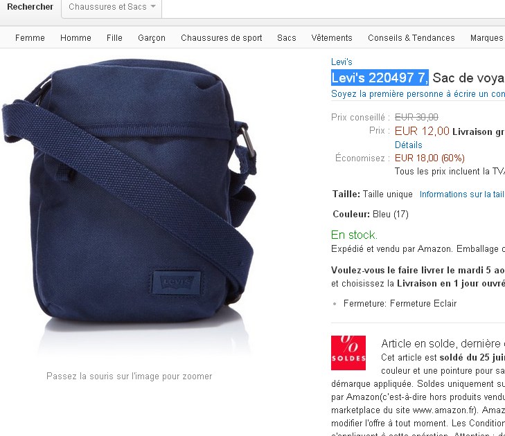Sacoche levi's ?� 12 euros
