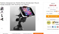 Support smartphone pour voiture pas cher : moins de 2.5 euros port inclus