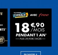 Abonnement canalplus à 18.9euros par mois durant 1 an pour les abonnés freebox
