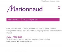 marionnaud : 20 pourcent de remise jusqu’au 26 octobre