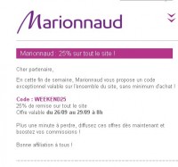 Marionnaud .. 25% de remise sans mini jusqu’au 29 septembre
