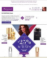 Parfumerie Marionnaud :  25 pourcent de remise jusqu’au 26/09 8 heures
