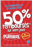Bon plan jouets : 50 pourcent remboursés sur les jouets playskool jusqu’au 18 octobre