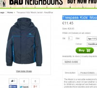 11.45 euros la veste de pluie Trespass pour enfants