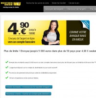 Western Union : 4.9 euros le transfert d’argent jusqu’à 5000 euros vers un compte bancaire