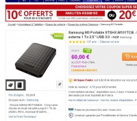 Super affaire disque dur externe 1to usb3 2.5 pouces : 50 euros  + 18  euros en bons d’achats
