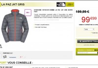 Bon plan veste north face : 99 euros la doudoune la Paz contre 200 sur le site officiel