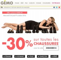 bonne affaire chaussures : 30 pourcent de remise chez Gemo les 8 et 9 octobre