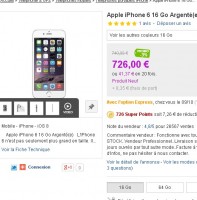 IPhone6 qui revient à 482 euros ( 699 – 217 de bons d’achats ) le 8 octobre