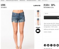 Short levi’s 501 pour femmes à 21.5 euros port inclus