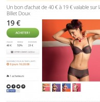 Offre Lingerie Billet Doux : 19 euros le bon d’achat de 40