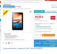 Bon plan tablette : Lenovo A7 quad core à 69 euros