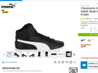 Bon prix baskets : avec des  puma montantes enfants à 25 euros
