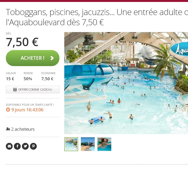 Paris : Billets aquaboulevard à moitié prix pour y aller d&rsquo;ici fin janvier 2015