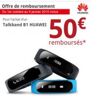 bracelets d’activité Talkband B1 Huawei qui revient à 42 euros gràce à 50 euros de remboursé