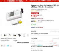 Super prix sur la caméra sport sony hdr as100 vr à moins de 200 euros avec la montre de controle
