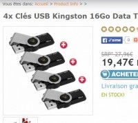 Bon prix clés usb 16go : 19.47 euros les 4 port inclus