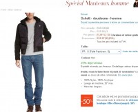 52 euros la doudoune Schott  – 35 euros le blouson