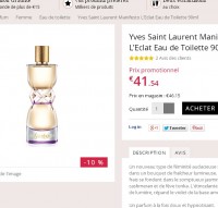 Bonne affaire parfum : eau de toilette yves saint laurent manisfesto l’eclat 90ml à 41.54 euros