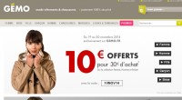 Gemo : 10 euros de reduction pour 30 d’achats jusqu’au 30 novembre