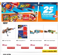 Jouet : 25 pourcent sur carte sur Nerf , Goliath sur auchan.fr