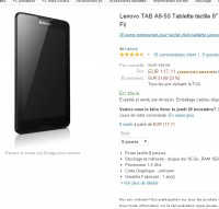 Tablette 8 pouces , quad core Lenovo qui revient à moins de 90 euros