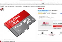 Carte micro sd 64go sandisk ultra qui revient à 21.95 euros (43.9 – 21.95 sur la carte fidelité auchan)