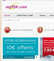 MyPix : 10 euros offerts sans mini sur l’ensemble du site ( photos, album , calendriers)