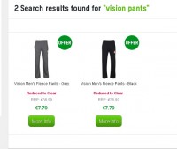 Pantalons survetements Vision à 7.79 euros port inclus