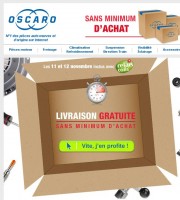 Oscaro : livraison gratuite sans mini les 11 et 12 novembre
