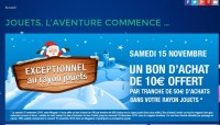 Offre jouet : 10 euros offerts par tranche de 50 d’achats chez super u le 15 novembre