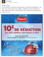 Reduction chez flunch : 10 euros de remise pour une note de  20 euros ..