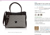 Sac bandouliere kipling Halia à 40 euros contre 110 sur le site officiel