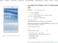 Tablette Asus 8 pouces, quad core  , 2go de mémoire vive à 199.99 euros
