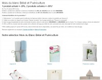Linge Bebe , puericulture : 30 pourcent pour l’achat de deux articles