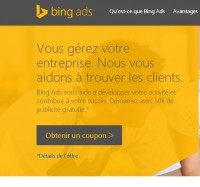 Publicité sur internet : 50 euros offerts pour faire de la publicité sur le moteur Bing