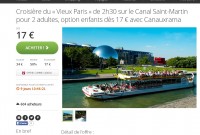 Paris : croisière de 2h30 sur le canal saint martin à moitié prix ( 17 euros pour 2 adultes)