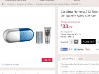 Bon prix parfum : coffret carolina herrera hommes 212 à 33.79 euros port inclus